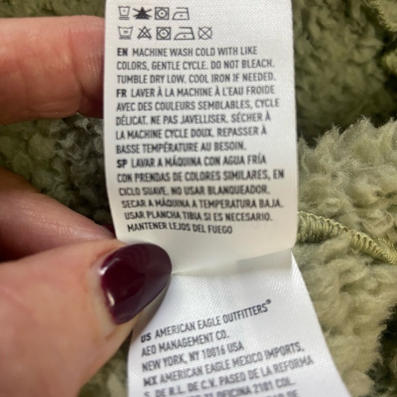 American Eagle Outfitters Sage Teddy Jacket Sz L - Picture 8 of 12